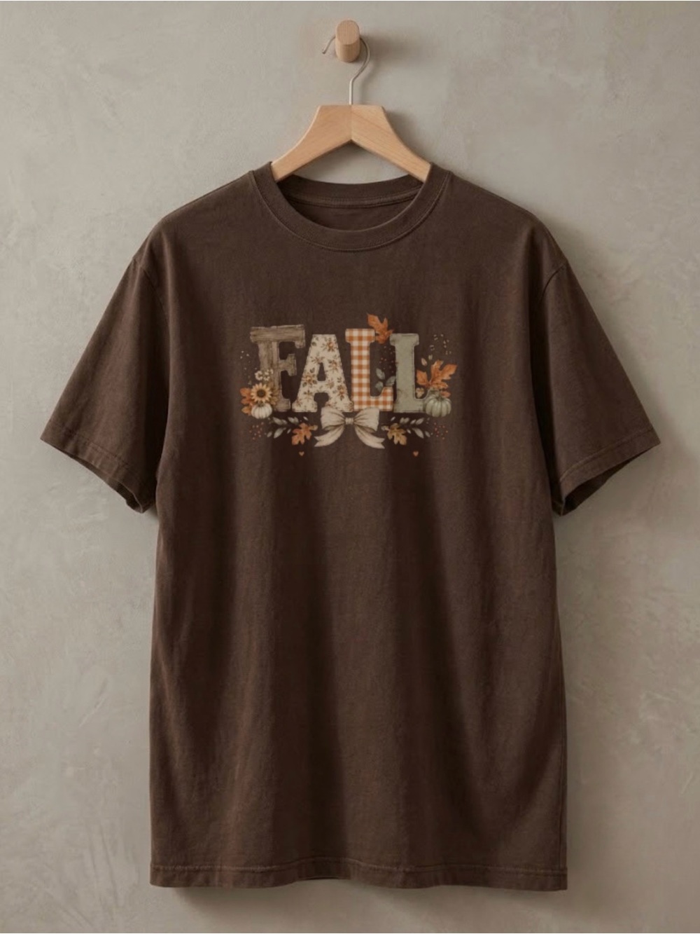Brown Fall Thanksgiving Pumpkin Coquette Bow Womens Graphic Reprint Tee